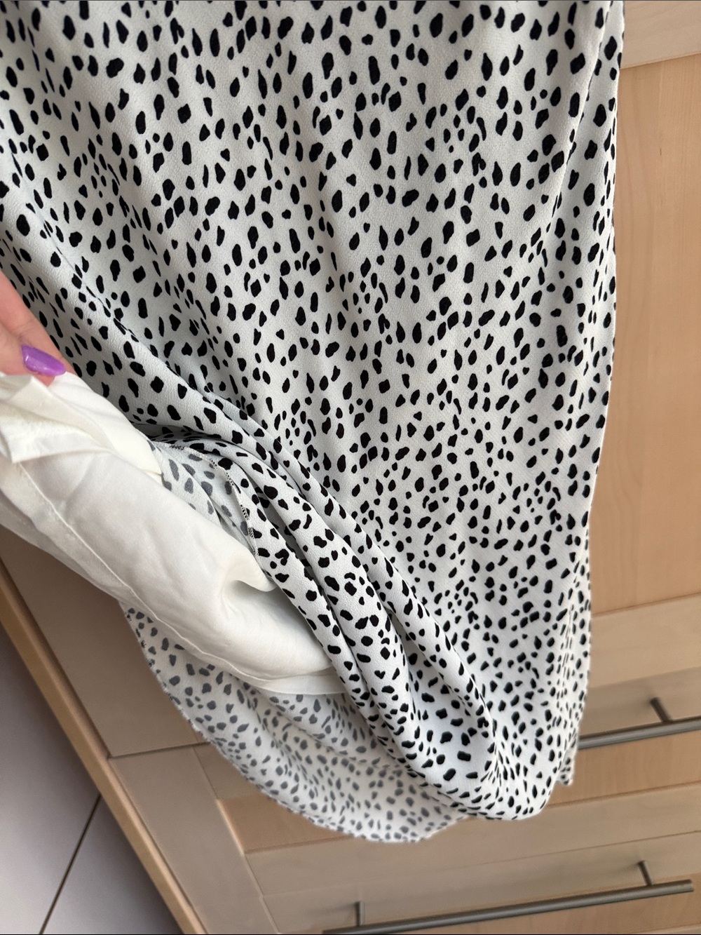 NWT Free People Dalmatian White Midi Skirt with Black Spot Print Size S - Picture 10 of 12
